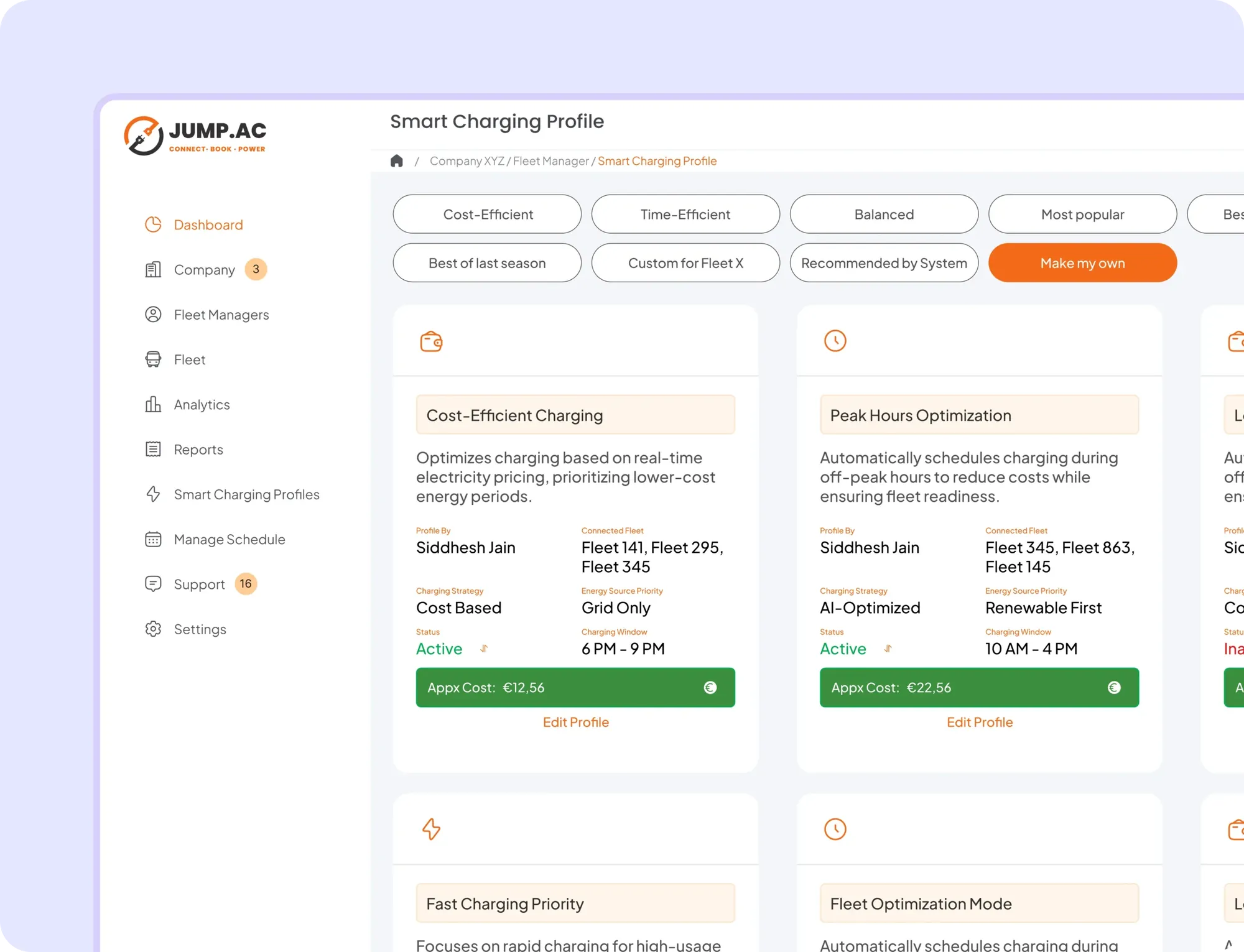 jump.ac fleet charging dashboard